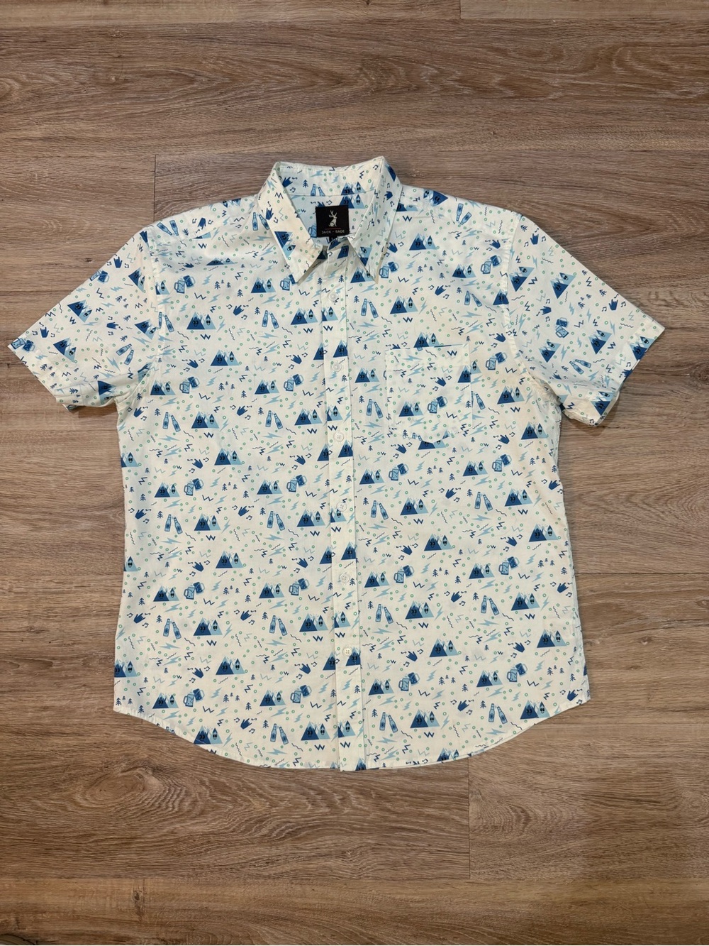 Jack and Sage Graphic Short Sleeve Camp Shirt Men’s L NWOT